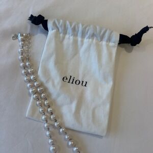 Eliou Pearl Necklace with Silver Spacer Beads and Dust Bag